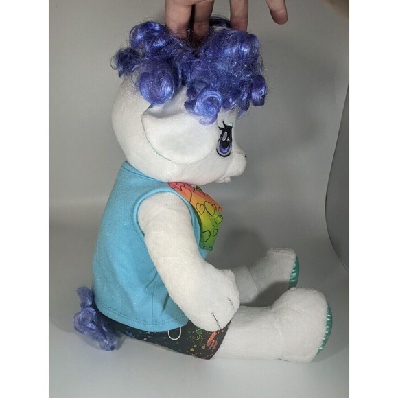 Build A Bear Honey Girls Stella Purple Hair White Poodle Dog Plush Doll w/outfit - Picture 5 of 7